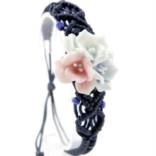 atacado personalizado artesanal ajustável nós corda feminina pulseira joias, tecelagem flor pulseira mulheres crianças presente para o amante